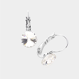 Genuine Round Crystal Lever Back Earrings