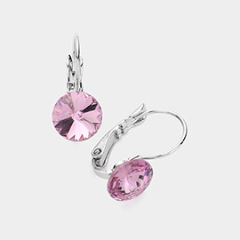 Genuine Round Crystal Lever Back Earrings