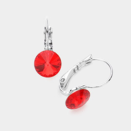 Genuine Round Crystal Lever Back Earrings