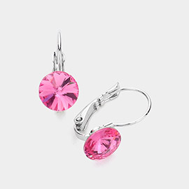 Genuine Round Crystal Lever Back Earrings