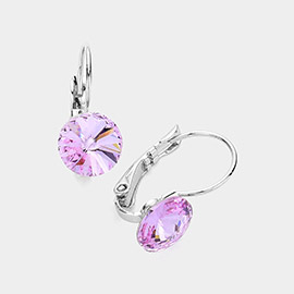 Genuine Round Crystal Lever Back Earrings