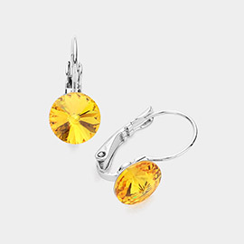 Genuine Round Crystal Lever Back Earrings