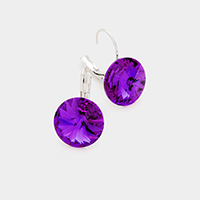 Genuine Round Crystal Lever Back Earrings