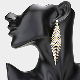 Pave Crystal Rhinestone Fringe Evening Earrings