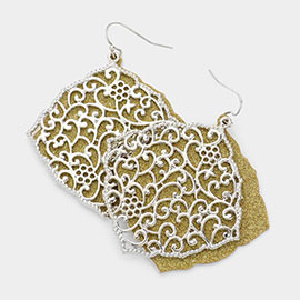 Bling Filigree Petal Metal Dangle Earrings