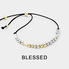 BLESSED Morse Code Message Adjustable Cinch Pull Tie Bracelet