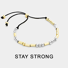 STAY STRONG Message Morse Code Adjustable Cinch Pull Tie Bracelet