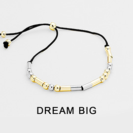 DREAM BIG Message Morse Code Adjustable Cinch Pull Tie Bracelet