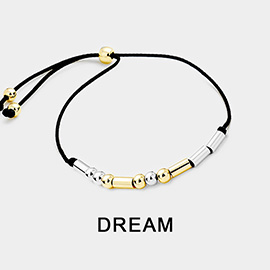 DREAM Message Morse Code Adjustable Cinch Pull Tie Bracelet