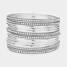 13PCS - Rhinestone Metal Bangle Layered Bracelets