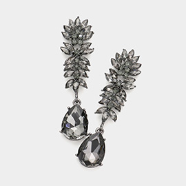 Marquise Stone Cluster Teardrop Link Dangle Evening Earrings