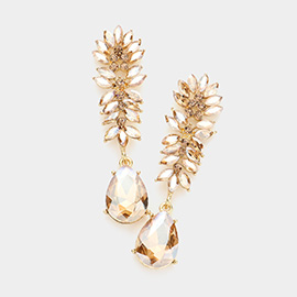 Marquise Stone Cluster Teardrop Link Dangle Evening Earrings