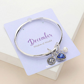 'Wisdom & Wealth' December Heart Birthday Stone Charm Bracelet