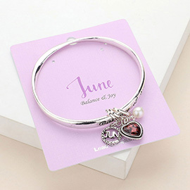 'Balance & Joy' June Heart Birthday Stone Charm Bracelet