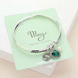 'Happiness & Fertility' May Heart Birthday Stone Charm Bracelet