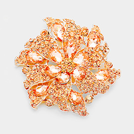 Floral Pinwheel Glass Crystal Pin Brooch