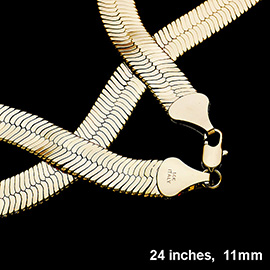 24 INCH, 11mm-Gold Plated Superflex Herringbone Chain Necklace