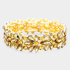 Floral Crystal Stretch Evening Bracelet