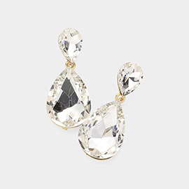 Crystal Double Teardrop Evening Earrings