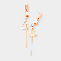 Gold Dipped Geometric Metal Triangle Bar Link Earrings