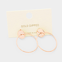 Gold Dipped Metal Disc Metal Hoop Earrings