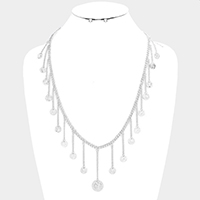 Drop Metal American Coin Fringe Bib Necklace