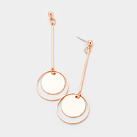 Gold Dipped Geometric Metal Bar Disc Link Earrings