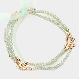 3PCS - Beaded Ribbon Stretch Bracelets