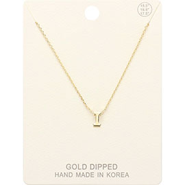 -I- Gold Dipped Metal Pendant Necklace