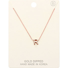 -R- Gold Dipped Metal Pendant Necklace