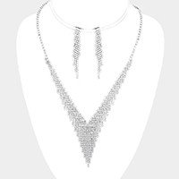 Crystal Rhinestone Pave Fringe Bib Necklace