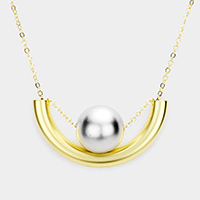 Geometric Metal Ball Detail Pendant Necklace