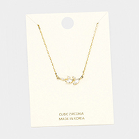 Cubic Zirconia Leaf Pendant Necklace