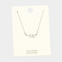 Cubic Zirconia Leaf Pendant Necklace