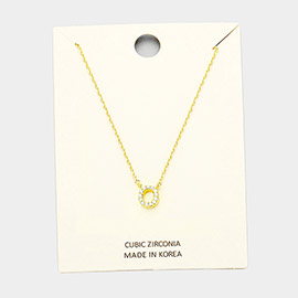 -O- Cubic Zirconia Monogram Pendant Necklace