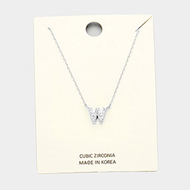 -W- Cubic Zirconia Monogram Pendant Necklace