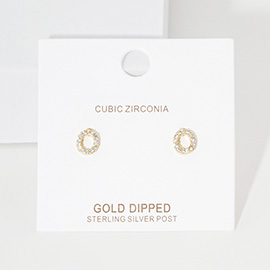 -O- Cubic Zirconia Monogram Stud Earrings