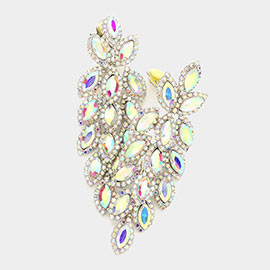 Marquise Crystal Cluster Vine Clip On Evening Earrings