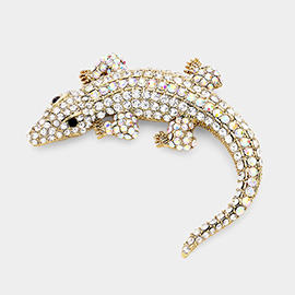 Crystal Pave Crocodile/Alligator Pin Brooch