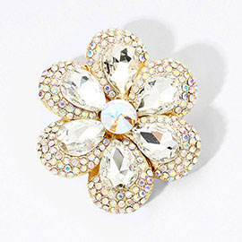 Crystal Teardrop Cluster Flower Pin Brooch