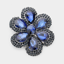 Crystal Teardrop Cluster Flower Pin Brooch