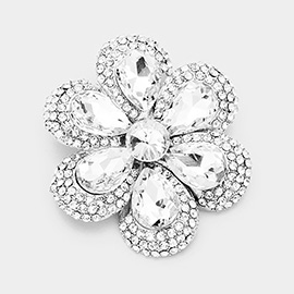 Crystal Teardrop Cluster Flower Pin Brooch