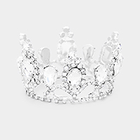 Crystal Oval Accented Rhinestone Pave Mini Tiara