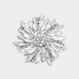 Oblique Crystal Oval Flower Pin Brooch