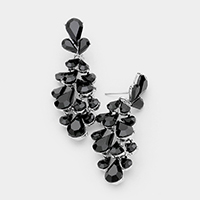 Crystal Teardrop Cluster Vine Evening Earrings