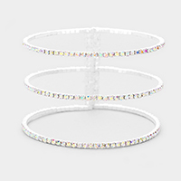 3Row Split Layer Round Crystal Detail Cuff Evening Bracelet