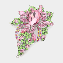 Floral Crystal Pave Bouquet Brooch / Pendant