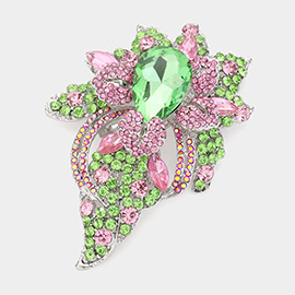 Floral Crystal Pave Bouquet Brooch / Pendant