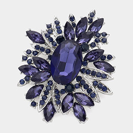 Crystal Flower Leaf Cluster Pin Brooch