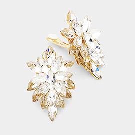 Marquise Crystal Cluster Clip on Evening Earrings